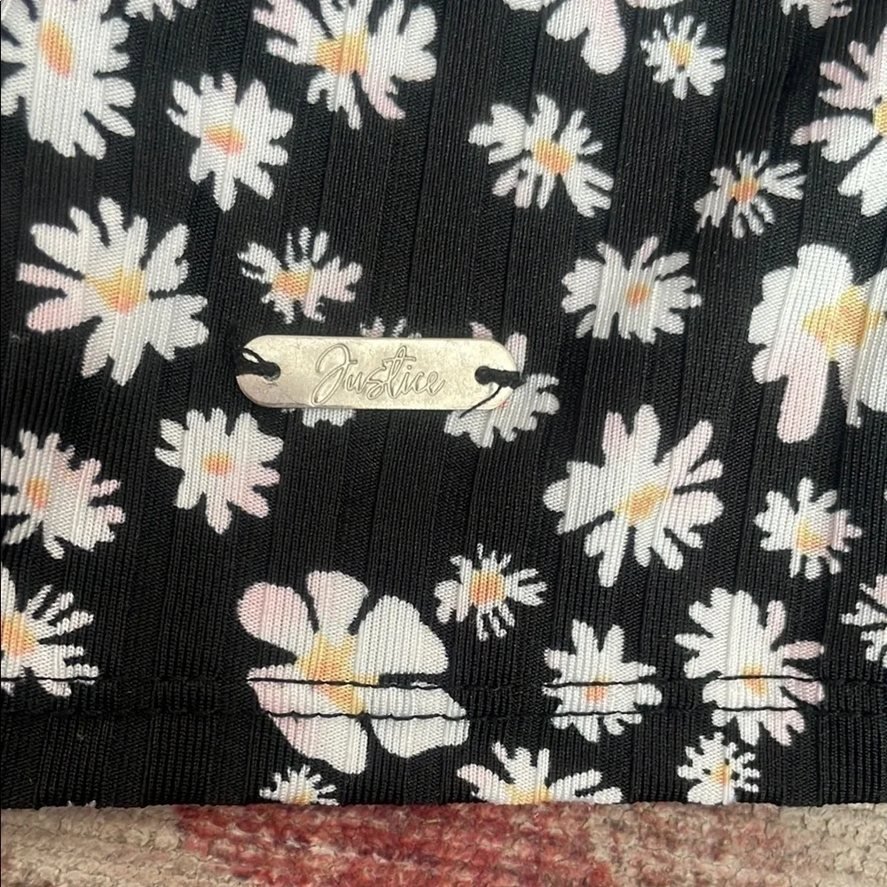 Justice Black and White Floral Kids Blouse